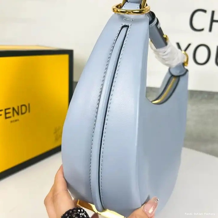 Cheap HOT Leather Hobo Blue Bag In Fendi Calf Small Fendigraphy Sky 0623